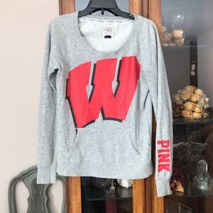 Pink sweatshirt/Wisconsin badgers